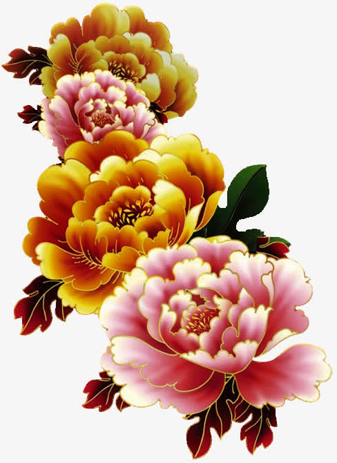 牡丹花花朵中秋节节日免抠