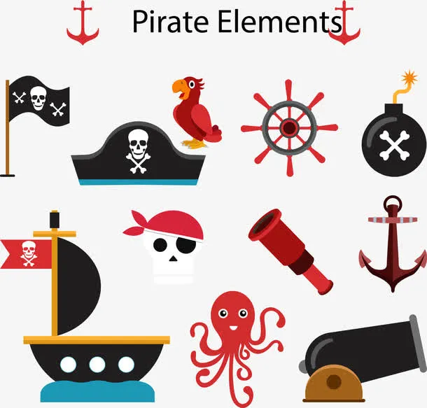 矢量手绘卡通海盗免抠