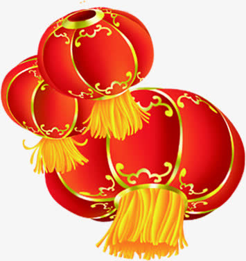红色立体手绘灯笼免抠