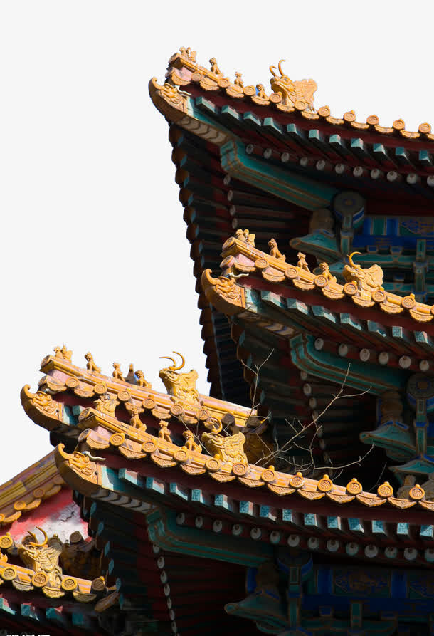 古代古典故宫角楼屋檐元素免抠