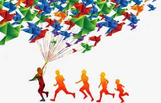 春天里奔跑的少年免抠