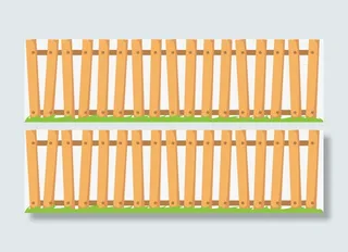 咖啡色卡通草地栅栏免抠