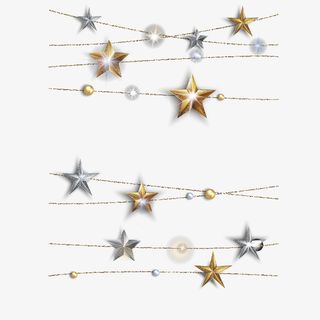 银光闪闪的星星灯串免抠