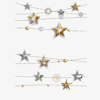 银光闪闪的星星灯串免抠