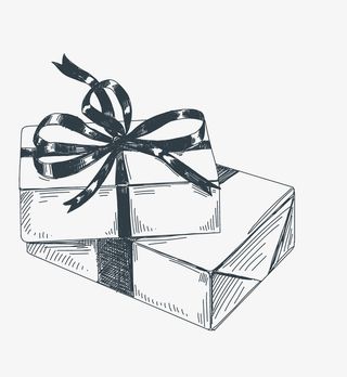 手绘两个礼盒礼包免抠