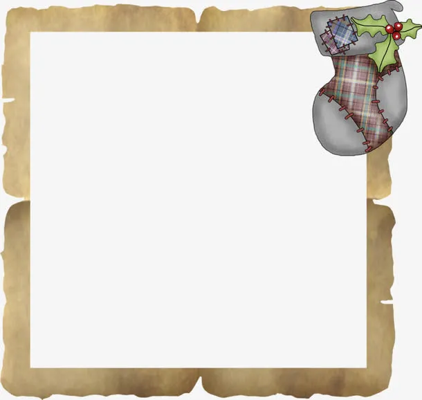 圣诞袜边框免抠