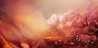 唯美桃花游戏原画背景免抠