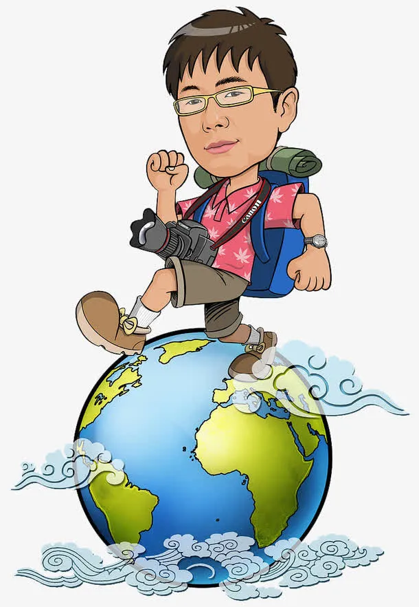 旅游先生人物插画免抠