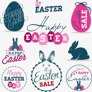 清新复活节标签矢量素材免抠