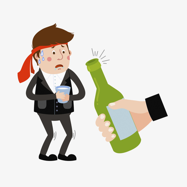 卡通喝酒的男人场景图免抠