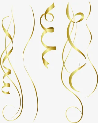 金色圣诞节缎带免抠