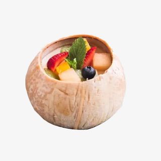 圆形椰壳装水果奶冻免抠