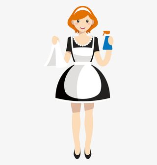 手绘卡通人物女保洁员免抠