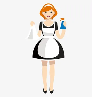 手绘卡通人物女保洁员免抠