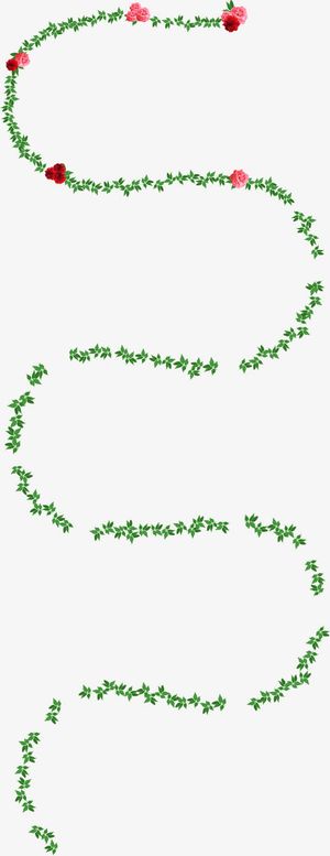 绿色花藤树枝设计免抠