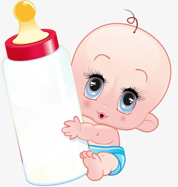 抱着奶瓶的婴儿免抠