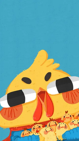 文艺小清新童趣小鸡H5图高清