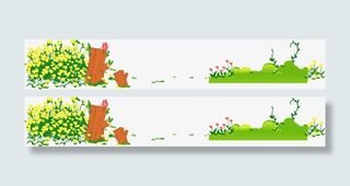 绿色春天草地花朵美景免抠