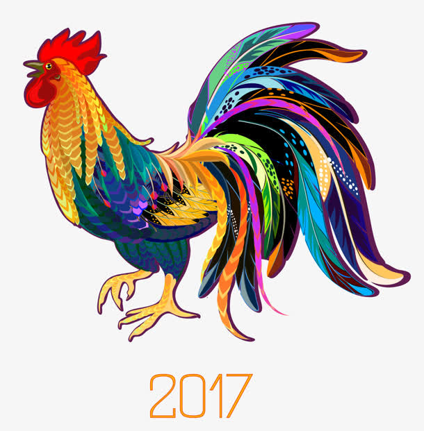 多彩春节鸡年公鸡造型免抠