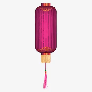 紫红色流苏长灯笼免抠