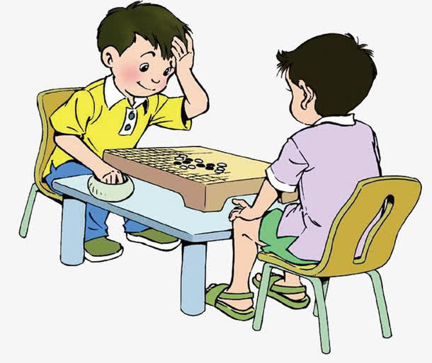 下棋的男孩免抠
