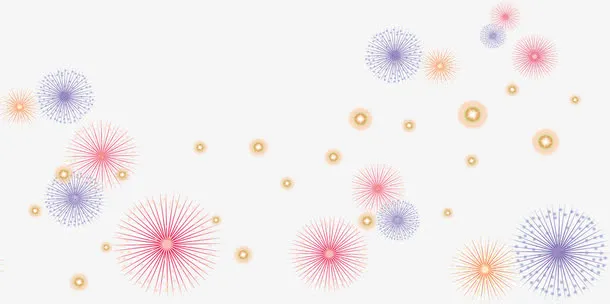 粉色紫色烟花喜迎国庆免抠