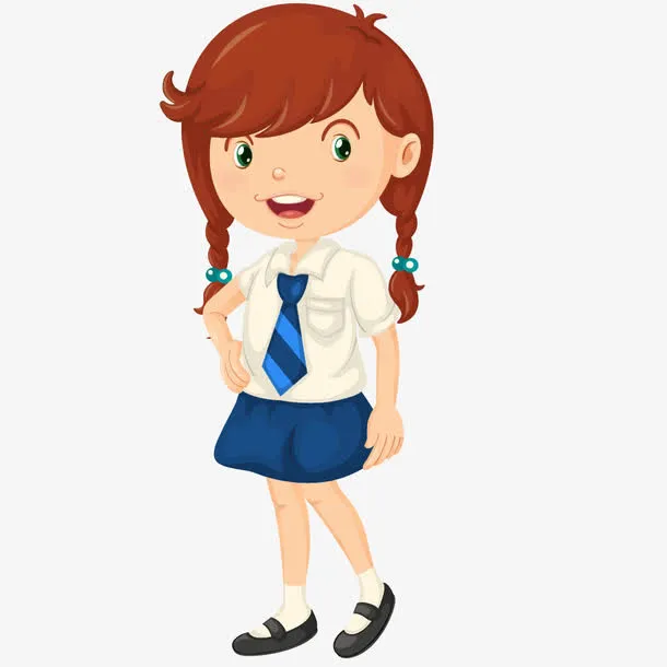 手绘卡通女学生免抠