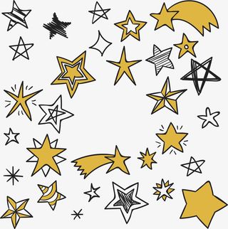 手绘星星花纹免抠