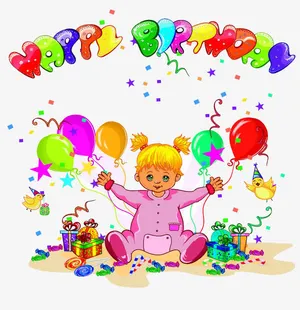 生日插画背景设计模板