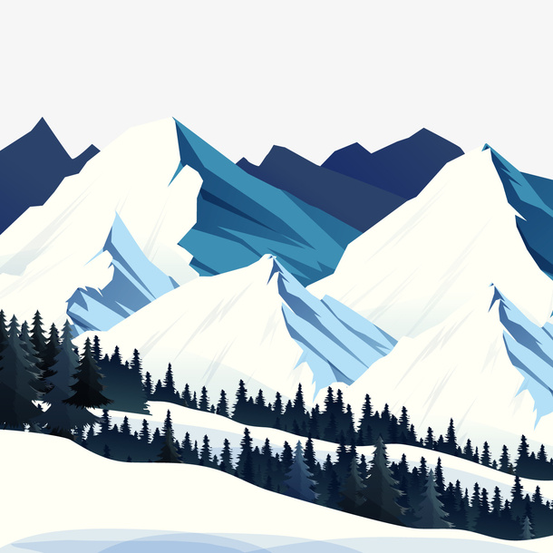 美丽冬季滑雪场风景矢量图免抠