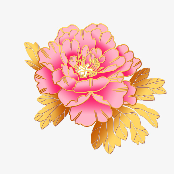 粉红色牡丹花透明PNG素材免抠