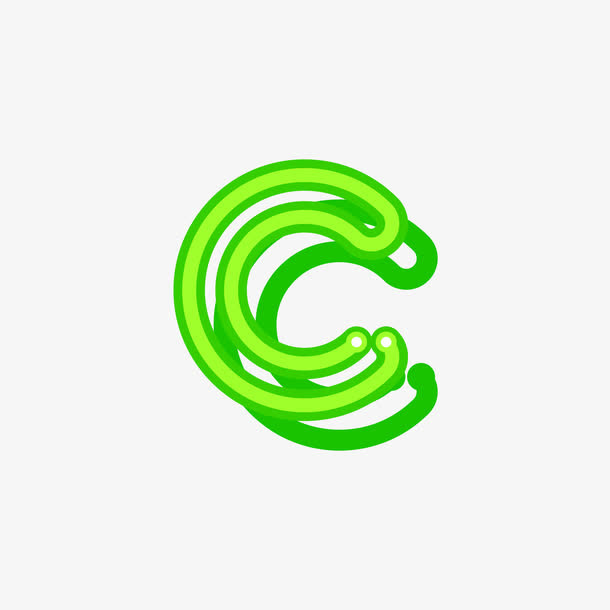 绿色荧光大写字母C免抠