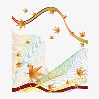 曲线波浪线和枫叶免抠