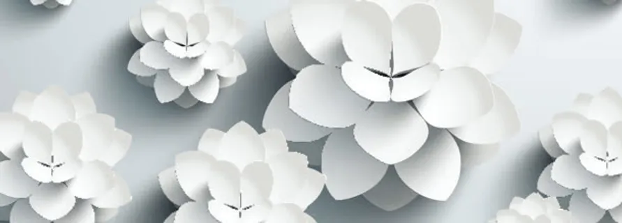 白色立体花唯美背景banner