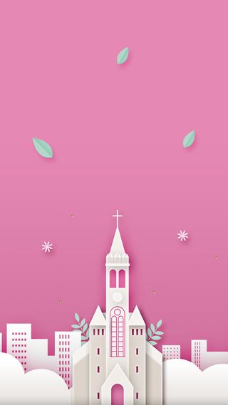 春天粉色建筑旅游景点游玩背景高清