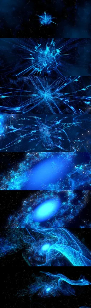 蓝色神秘光效线条海报免抠