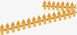 春天手绘黄色栅栏装饰免抠