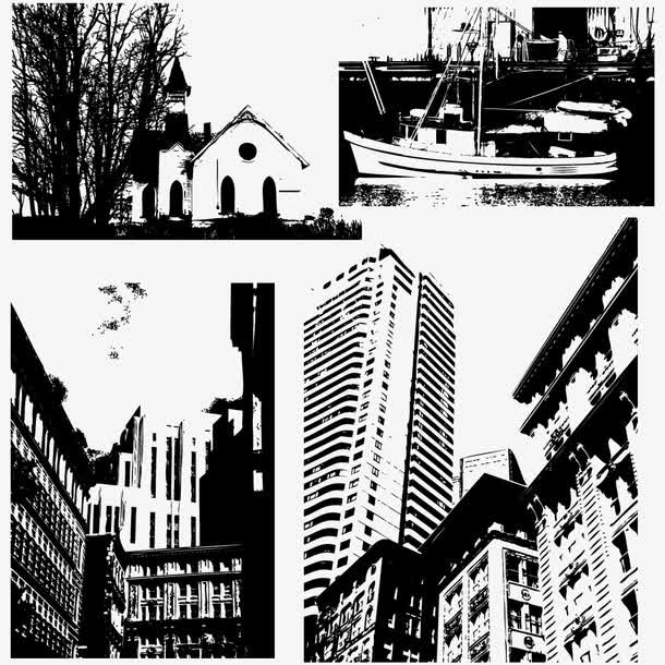 矢量元素城市剪影图房子创意房子免抠