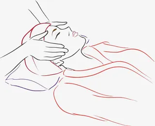 手绘线稿穿着睡衣的女人按摩免抠