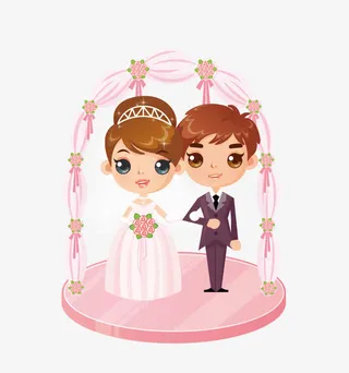 卡通人物婚礼免抠