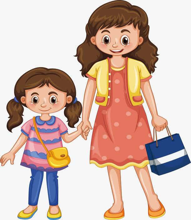 跟妈妈逛街的女孩免抠