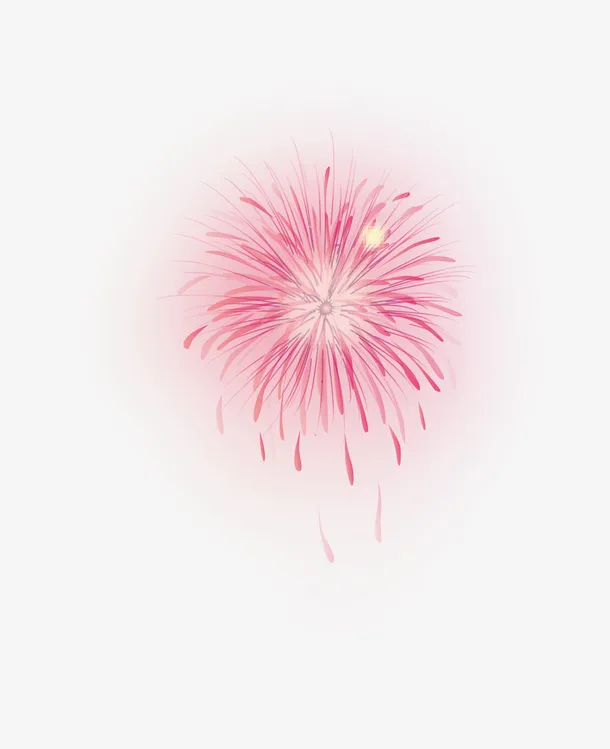 新年梦幻红色烟花免抠