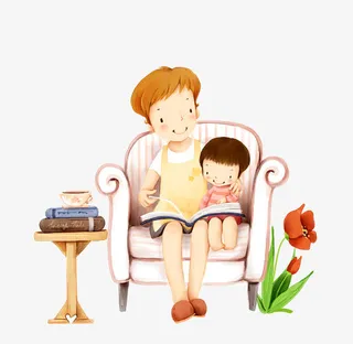 父子俩一起看书免抠
