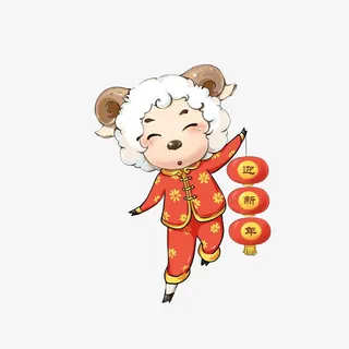 卡通手绘小清新风格过年海报免抠