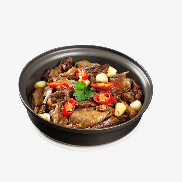 黑色碗干锅鸭食品餐饮免抠