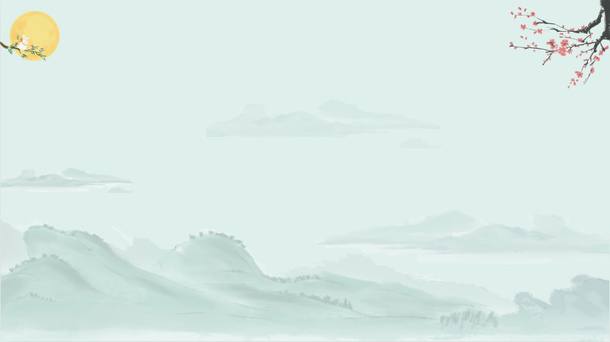 山水月夜风景图免抠