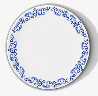 青花瓷花边盘子免抠