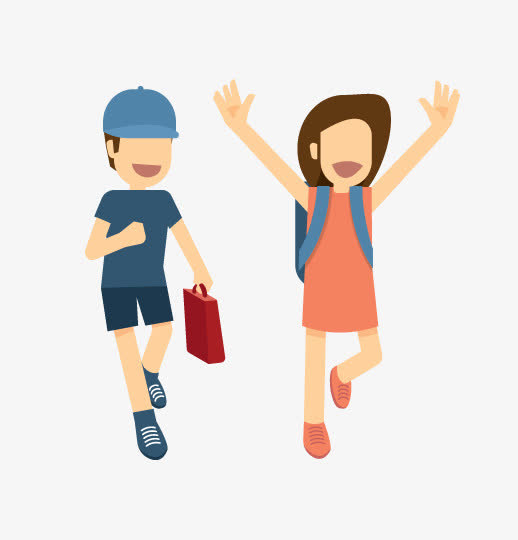手绘男孩女孩免抠