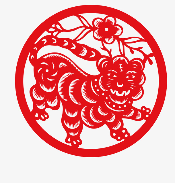 新年喜庆十二生肖剪纸装饰窗花设免抠