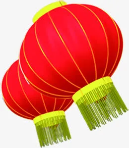 红色中国风艺术灯笼免抠